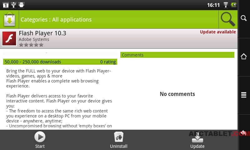 free  adobe flash player for archos 101